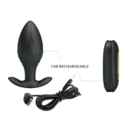 PRETTY LOVE - REGINA ANAL PLUG RECHARGEABLE VIBRATOR BLACK - Kink&Play