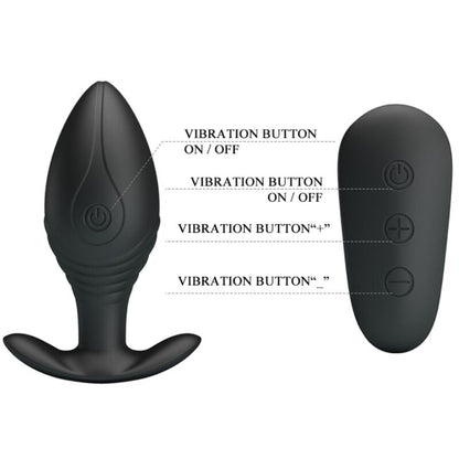 PRETTY LOVE - REGINA ANAL PLUG RECHARGEABLE VIBRATOR BLACK - Kink&Play