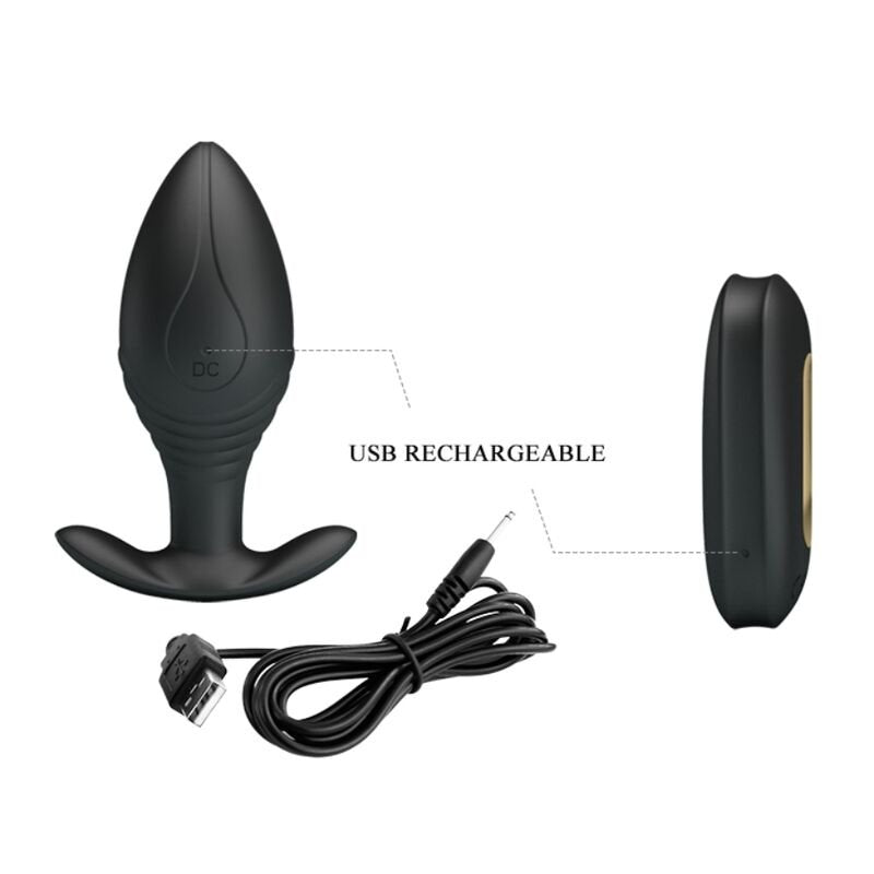 PRETTY LOVE - REGINA ANAL PLUG RECHARGEABLE VIBRATOR BLACK - Kink&Play
