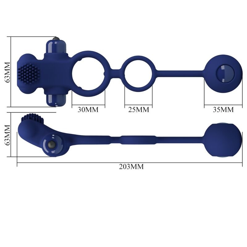 PRETTY LOVE - REMINGTON DOUBLE VIBRATING RING WITH PLUG BLUE - Kink&Play