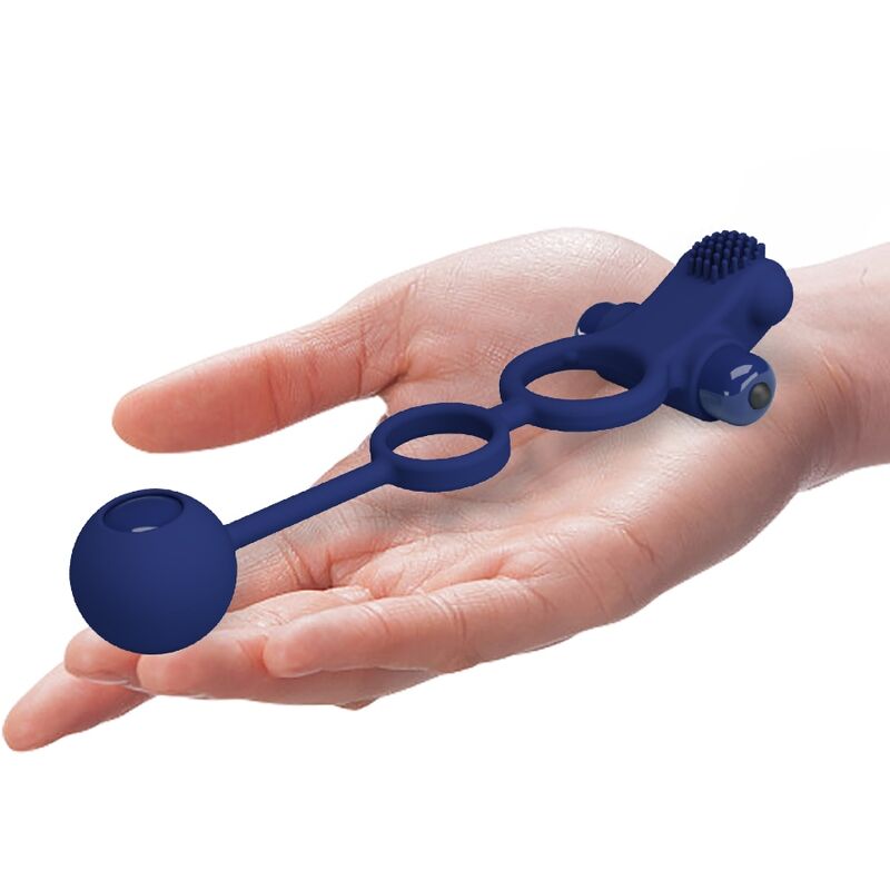 PRETTY LOVE - REMINGTON DOUBLE VIBRATING RING WITH PLUG BLUE - Kink&Play