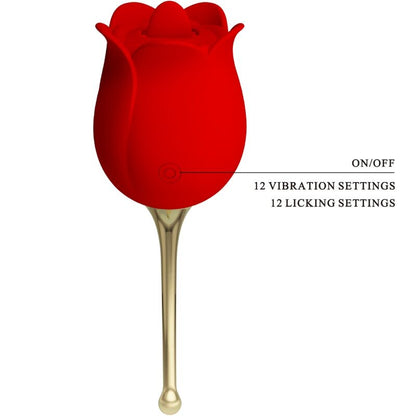 PRETTY LOVE - ROSE LOVER ROSE CLITORIS STIMULATOR 12 VIBRATIONS RED - Kink&Play