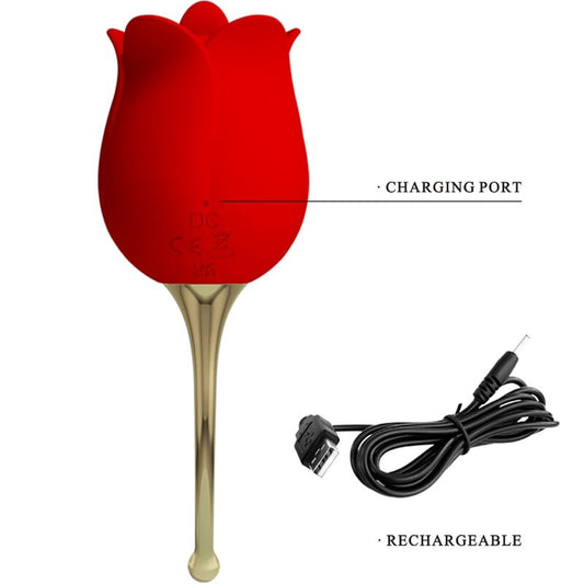 PRETTY LOVE - ROSE LOVER ROSE CLITORIS STIMULATOR 12 VIBRATIONS RED - Kink&Play