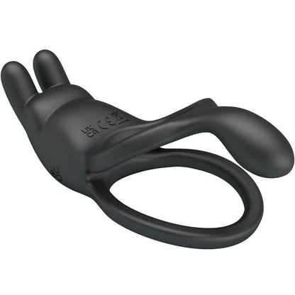 PRETTY LOVE - SETH DOUBLE VIBRATING RING RABBIT 7 VIBRATIONS BLACK - Kink&Play