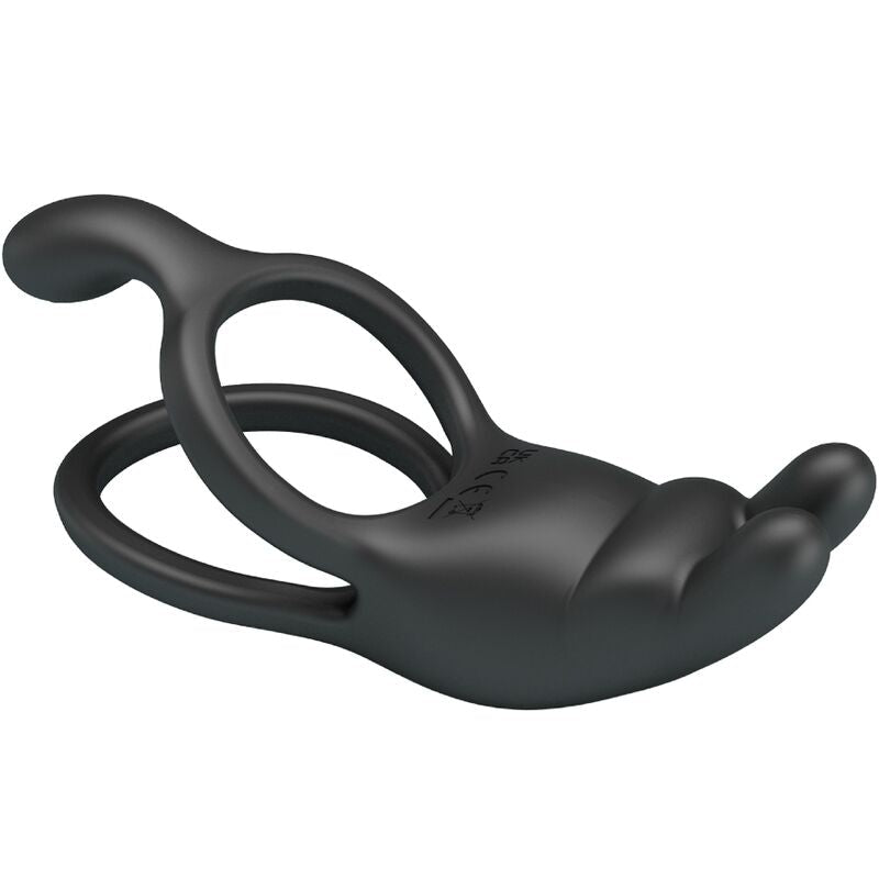 PRETTY LOVE - SETH DOUBLE VIBRATING RING RABBIT 7 VIBRATIONS BLACK - Kink&Play