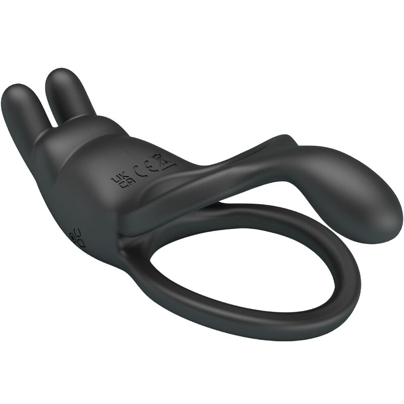PRETTY LOVE - SETH DOUBLE VIBRATING RING RABBIT 7 VIBRATIONS BLACK - Kink&Play