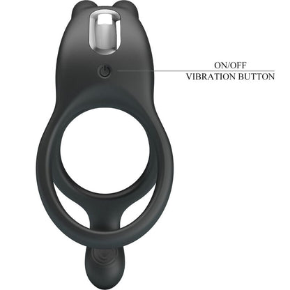 PRETTY LOVE - SETH DOUBLE VIBRATING RING RABBIT 7 VIBRATIONS BLACK - Kink&Play