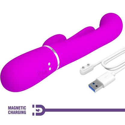 PRETTY LOVE - SHANIA TRIPLE RABBIT VIBRATOR MULTIFUNCTION PINK - Kink&Play