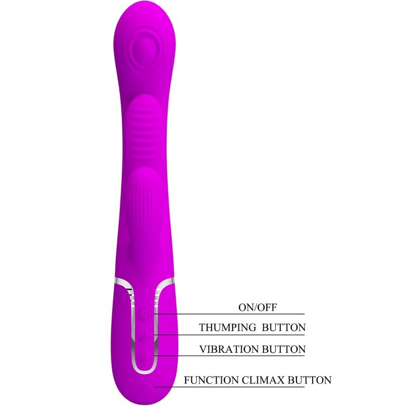 PRETTY LOVE - SHANIA TRIPLE RABBIT VIBRATOR MULTIFUNCTION PINK - Kink&Play