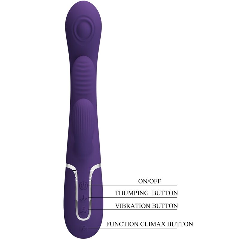 PRETTY LOVE - SHANIA TRIPLE RABBIT VIBRATOR MULTIFUNCTION PURPLE - Kink&Play