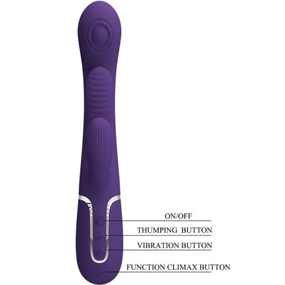 PRETTY LOVE - SHANIA TRIPLE RABBIT VIBRATOR MULTIFUNCTION PURPLE - Kink&Play