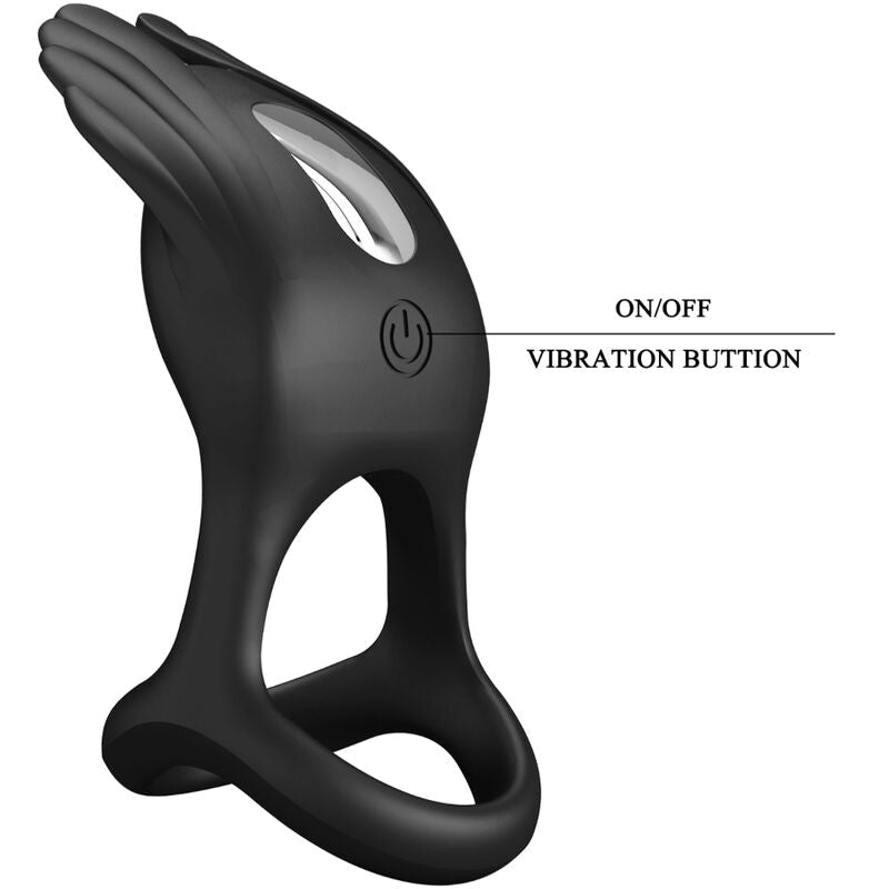 PRETTY LOVE - SILAS VIBRANT PENIS RING 7 VIBRATIONS BLACK SILICONE - Kink&Play