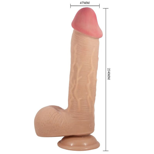 PRETTY LOVE - SLIDING SKIN SERIES REALISTIC DILDO WITH SLIDING SKIN SUCTION CUP FLESH 23.4 CM - Kink&Play