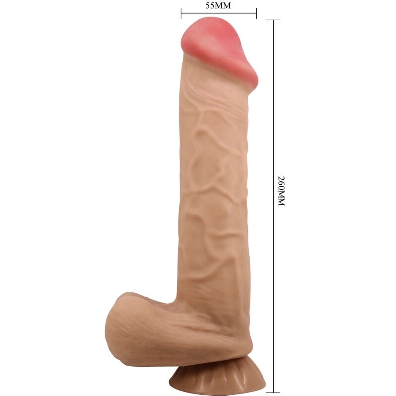 PRETTY LOVE - SLIDING SKIN SERIES REALISTIC DILDO WITH SLIDING SKIN SUCTION CUP FLESH 26 CM - Kink&Play