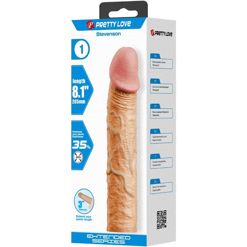 PRETTY LOVE - STEVENSON PENIS SLEEVE WITH 7.6 CM EXTENSION FLESH - Kink&Play