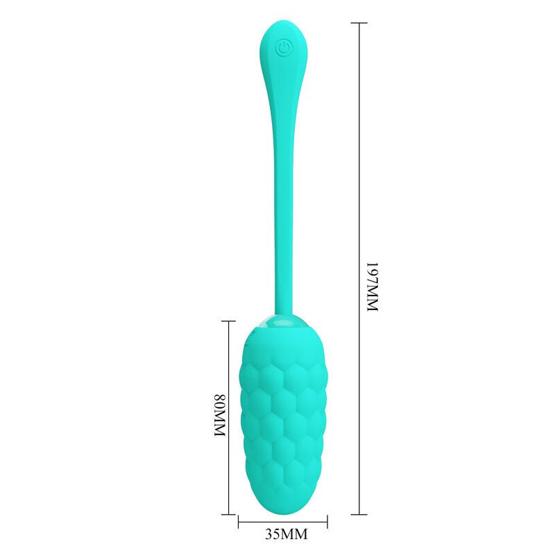 PRETTY LOVE - VIBRATING EGG WITH AQUA GREEN RECHARGEABLE MARINE TEXTURE - Kink&Play