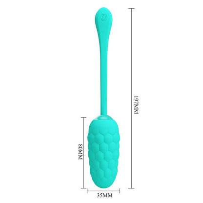 PRETTY LOVE - VIBRATING EGG WITH AQUA GREEN RECHARGEABLE MARINE TEXTURE - Kink&Play