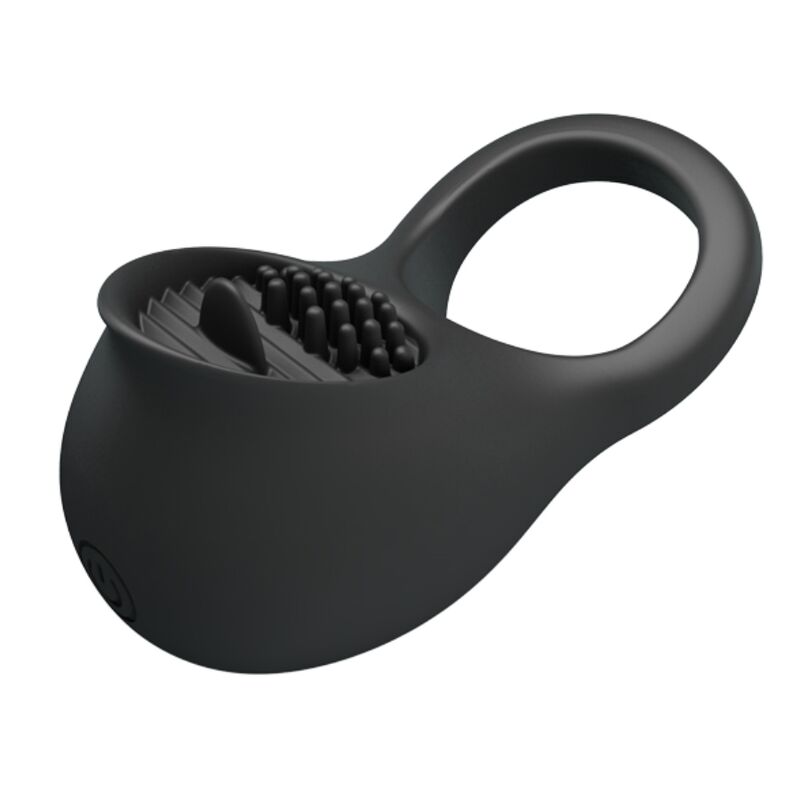 PRETTY LOVE - VIBRATING PENIS RING WITH BLACK TONGUE - Kink&Play