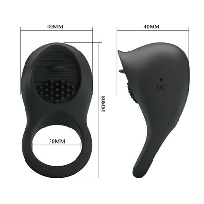 PRETTY LOVE - VIBRATING PENIS RING WITH BLACK TONGUE - Kink&Play