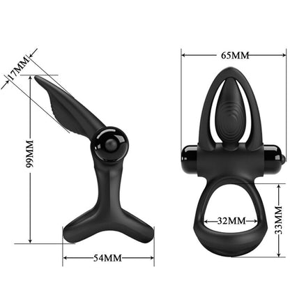 PRETTY LOVE - VIBRATING RING 10 VIBRATIONS BLACK SILICONE - Kink&Play