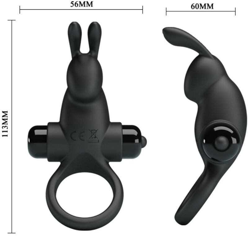 PRETTY LOVE - VIBRATING RING + RABBIT CLITORIS STIMULATOR 10 VIBRATIONS BLACK - Kink&Play