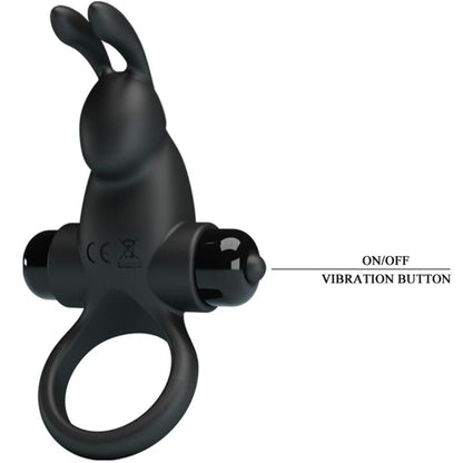 PRETTY LOVE - VIBRATING RING + RABBIT CLITORIS STIMULATOR 10 VIBRATIONS BLACK - Kink&Play