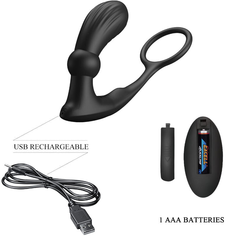 PRETTY LOVE - WARREN BLACK ANAL RING & VIBRATOR - Kink&Play