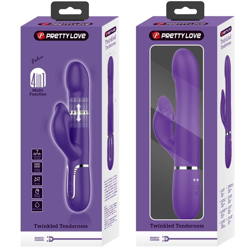 PRETTY LOVE - ZALIN RABBIT VIBRATOR PEARLS 4 IN 1 PURPLE - Kink&Play