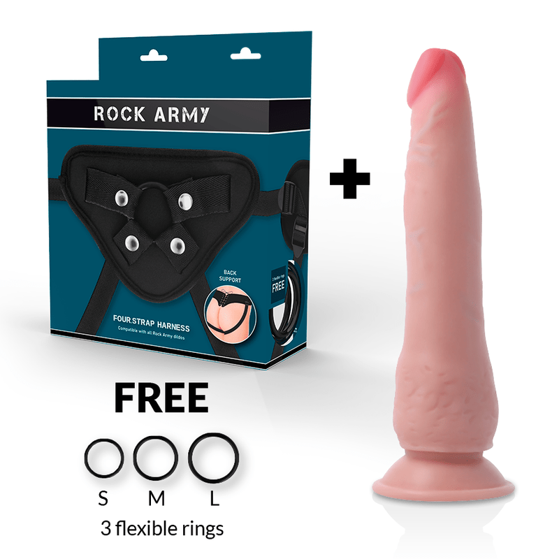 ROCKARMY - HARNESS + DUAL DENSITY CRUSADER 21.5 CM - O - 4.46 CM - Kink&Play