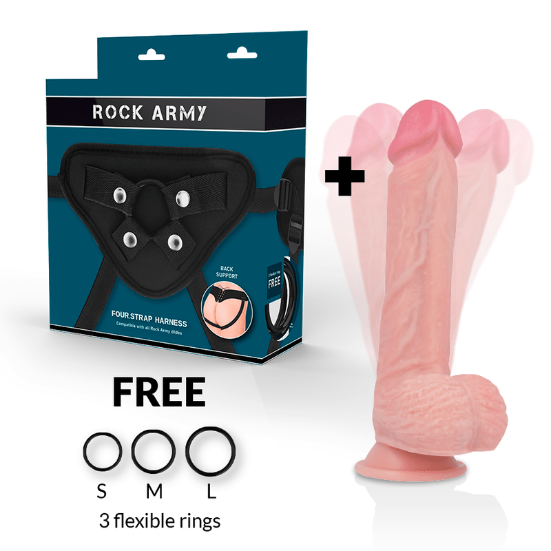 ROCKARMY - HARNESS + HAWK ROTATOR AND VIBRATOR 22 CM - O - 4.6 CM - Kink&Play