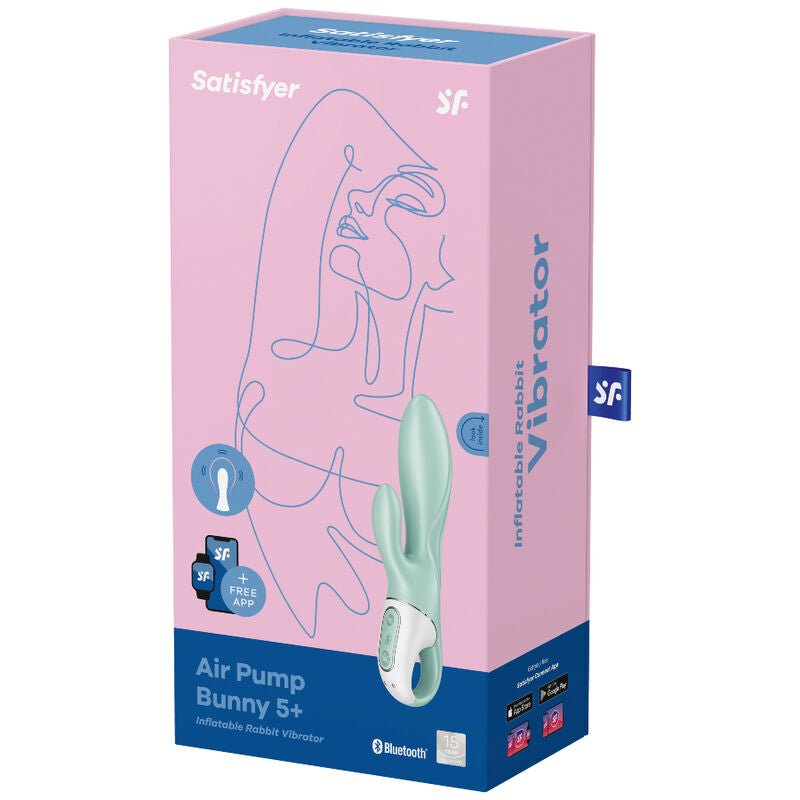 SATISFYER - AIR PUMP BUNNY 5+ INFLATABLE RABBIT VIBRATOR APP GREEN - Kink&Play