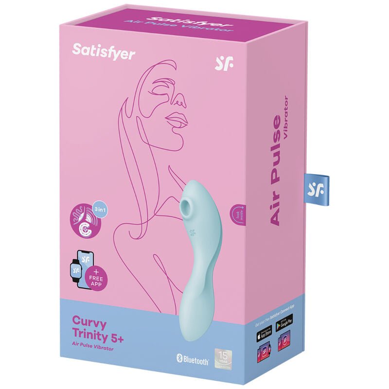 SATISFYER - CURVY TRINITY 5 AIR PULSE STIMULATOR & VIBRATOR APP WHITE - Kink&Play