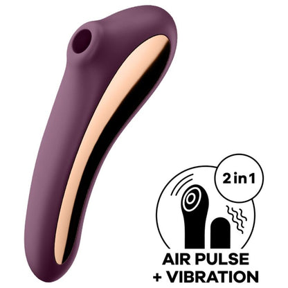 SATISFYER - DUAL KISS AIR PULSE VIBRATOR WINE RED - Kink&Play