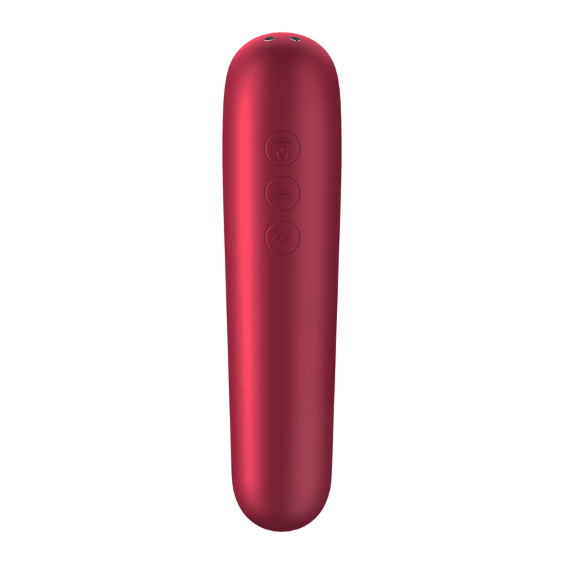 SATISFYER - DUAL LOVE VIBRATOR AND SUCTIONER WITH PULSED AIR RED - Kink&Play