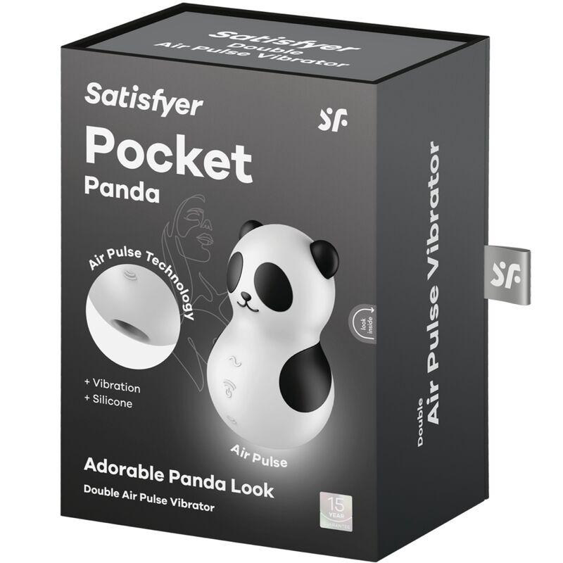 SATISFYER - POCKET PANDA STIMULATOR & VIBRATOR BLACK AND WHITE - Kink&Play