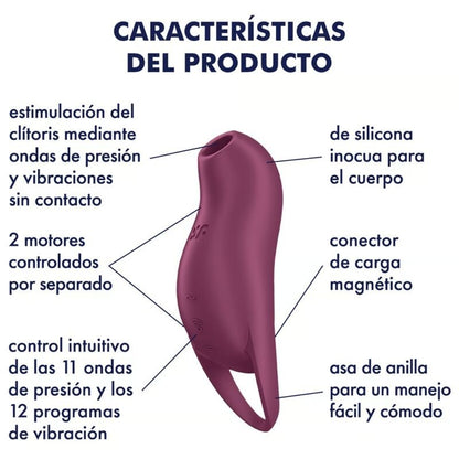 SATISFYER - POCKET PRO 1 CLITORIS STIMULATOR GARNET - Kink&Play