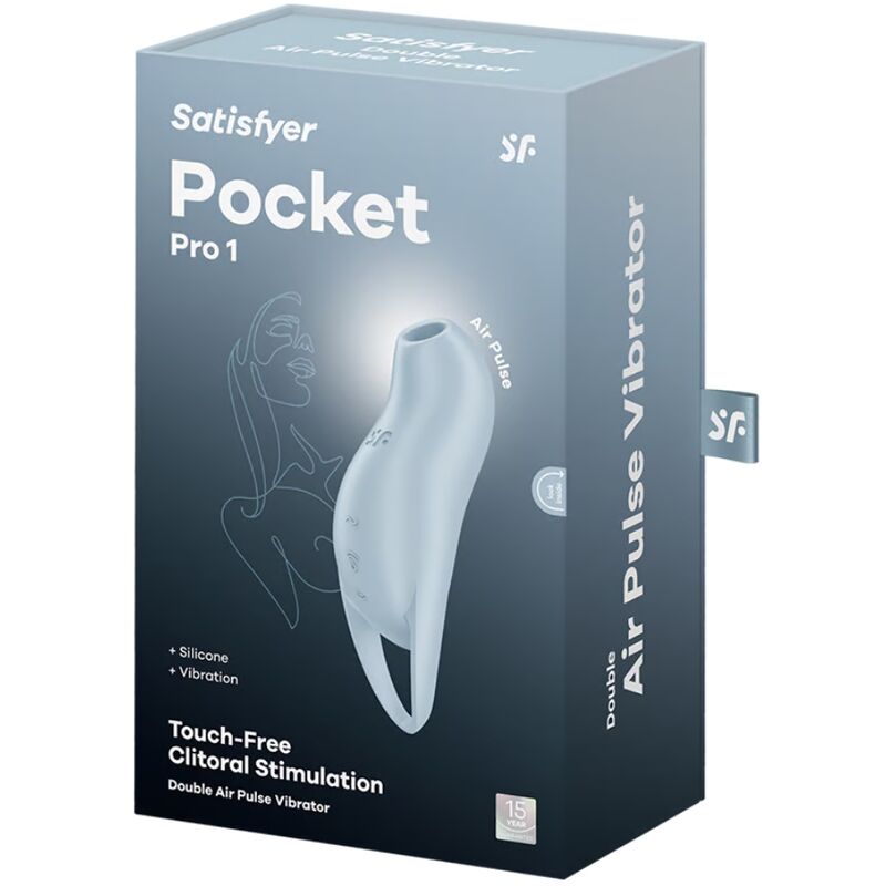 SATISFYER - POCKET PRO 1 CLITORIS STIMULATOR LIGHT BLUE - Kink&Play