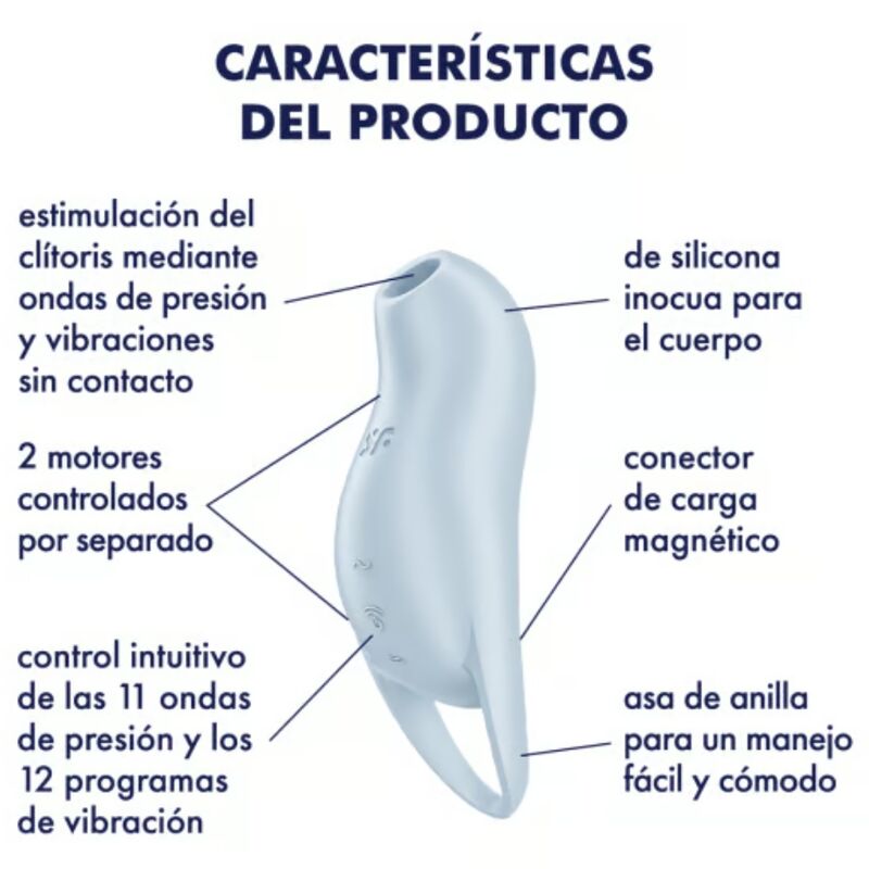 SATISFYER - POCKET PRO 1 CLITORIS STIMULATOR LIGHT BLUE - Kink&Play
