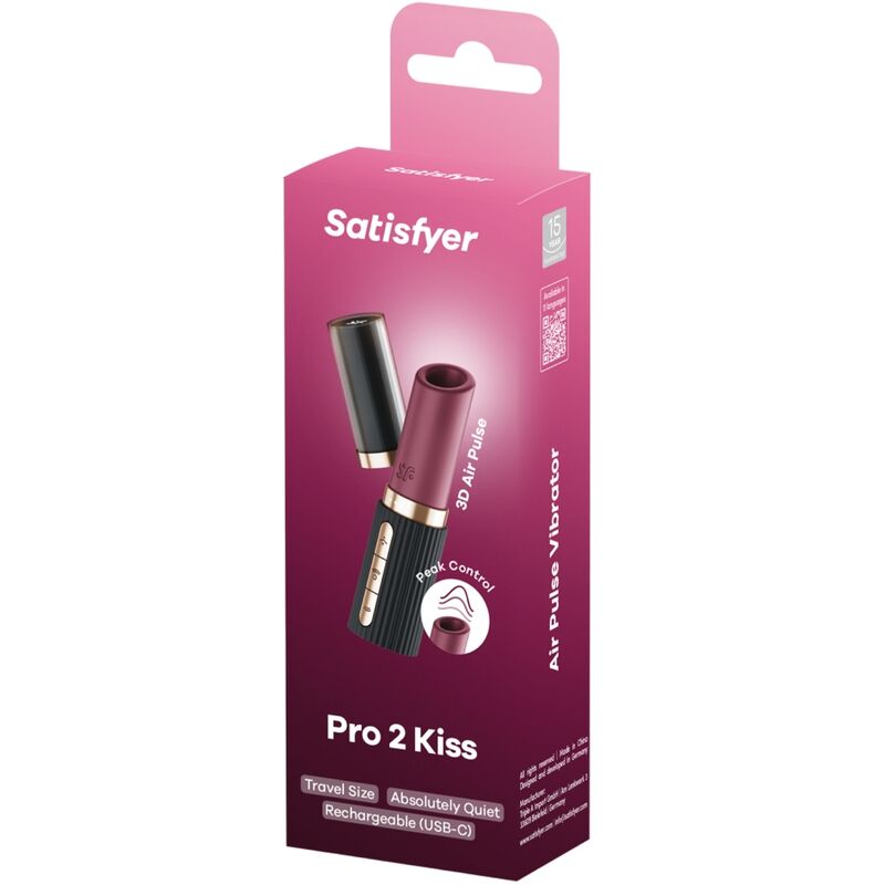 SATISFYER - PRO 2 KISS WAVE CLITORIS STIMULATOR GARNET / BLACK - Kink&Play