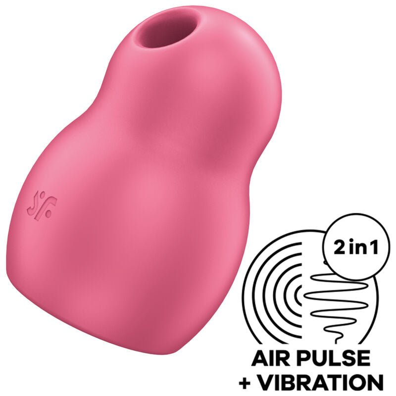 SATISFYER - PRO TO GO 1 DOUBLE AIR PULSE STIMULATOR & VIBRATOR RED - Kink&Play