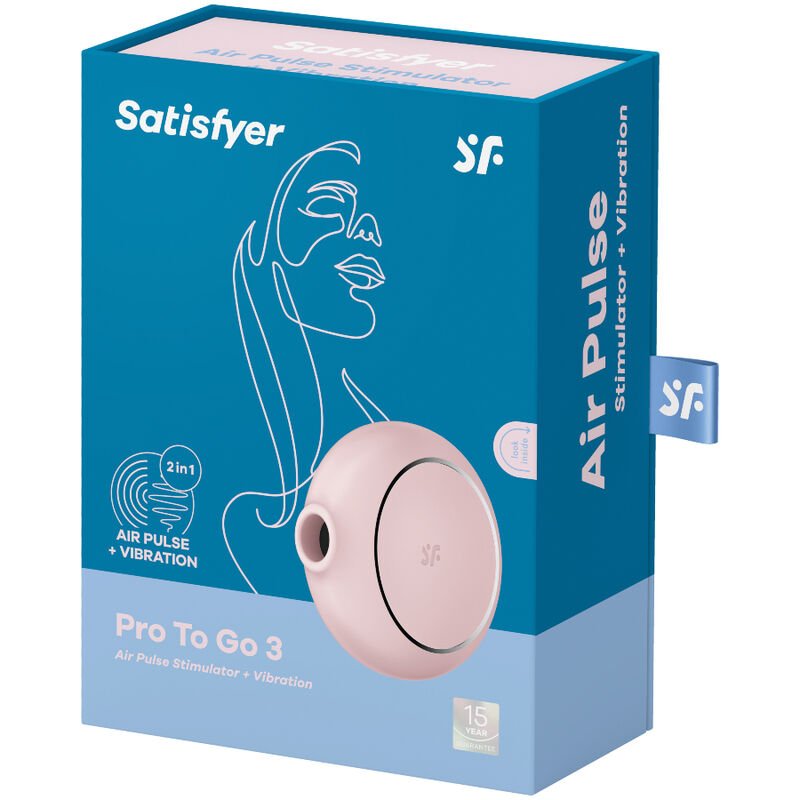 SATISFYER - PRO TO GO 3 DOUBLE AIR PULSE STIMULATOR & VIBRATOR BLACK - Kink&Play