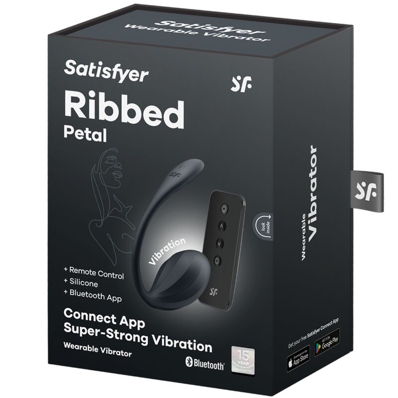 SATISFYER - RIBBED PETAL G POINT STIMULATOR REMOTE CONTROL BLACK FREE APP - Kink&Play