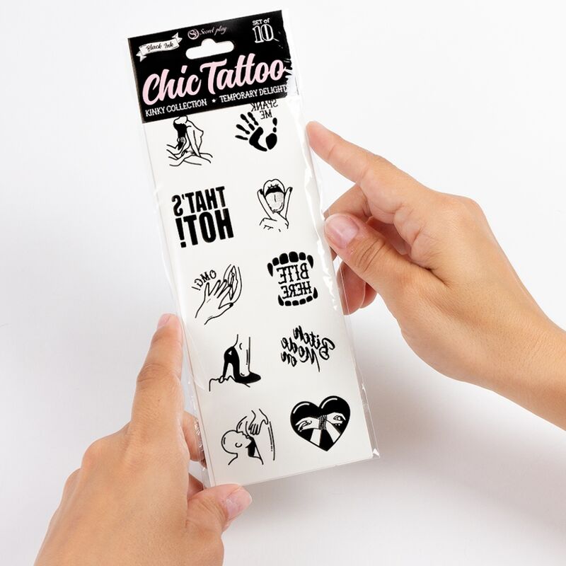 SECRET PLAY - SET OF 10 TEMPORARY TATTOOS KINKY COLLECTION - Kink&Play