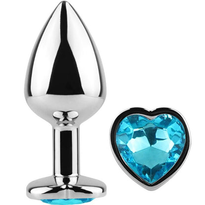 SECRETPLAY - METAL BUTT PLUG BLUE HEART SMALL SIZE 7 CM - Kink&Play