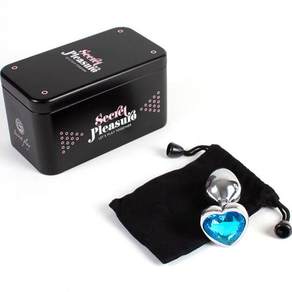 SECRETPLAY - METAL BUTT PLUG BLUE HEART SMALL SIZE 7 CM - Kink&Play