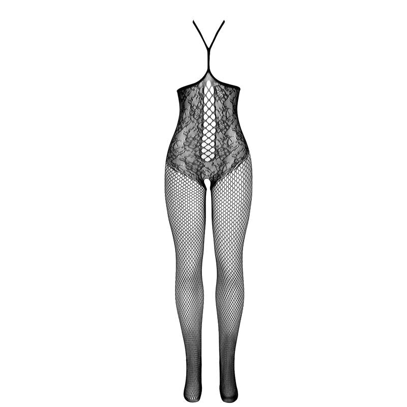 SUBBLIME - 951849 OPEN CUP FISHNET BODYSTOCKING AND HALTER NECK BLACK ONE SIZE - Kink&Play