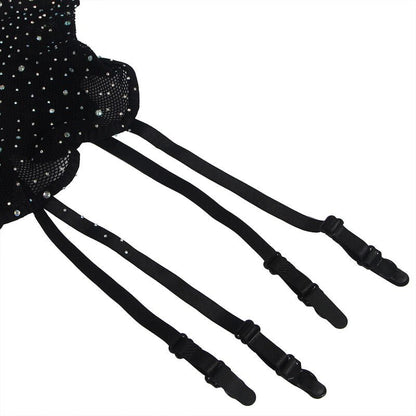 SUBBLIME - 952174 FISHNET BODYSTOCKING WITH GLOVES AND DIAMONDS BLACK ONE SIZE - Kink&Play