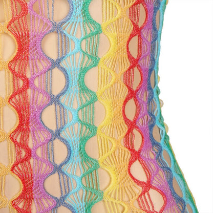 SUBBLIME - 952365 RAINBOW BARE SHOULDER FISHNET DRESS ONE SIZE - Kink&Play