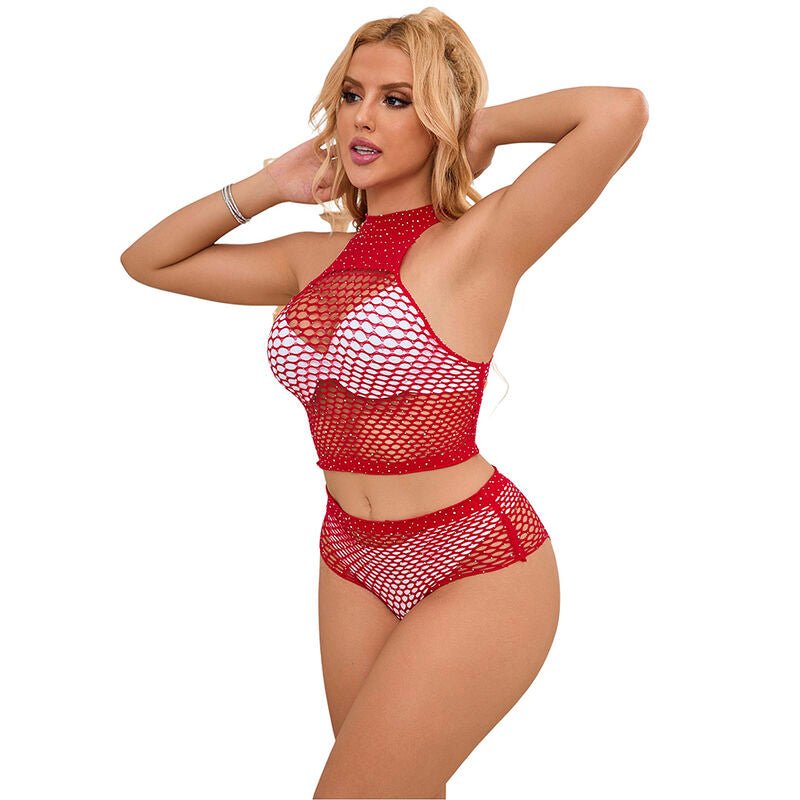 SUBBLIME - 952402 FISHNET SET WITH PINK DIAMONDS ONE SIZE - Kink&Play