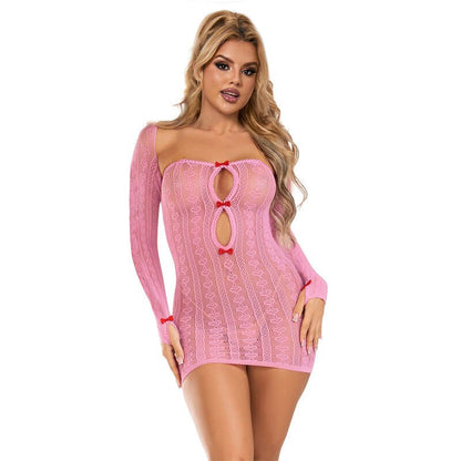 SUBBLIME - 952471 PINK FISHNET DRESS ONE SIZE - Kink&Play